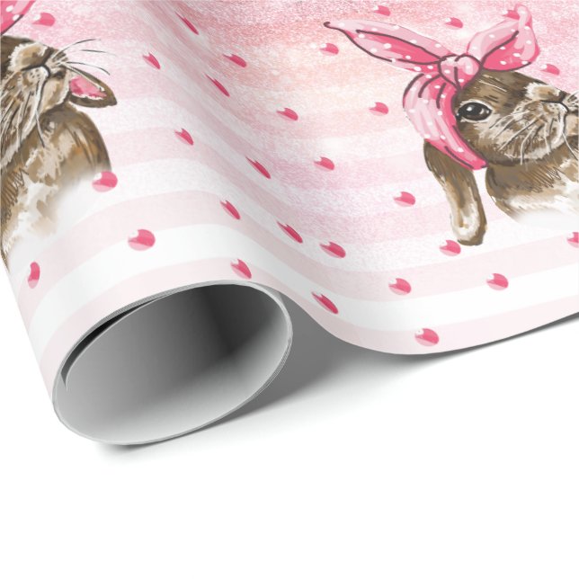 Papel De Presente Mão pintada de coelho (Ponta do rolo)
