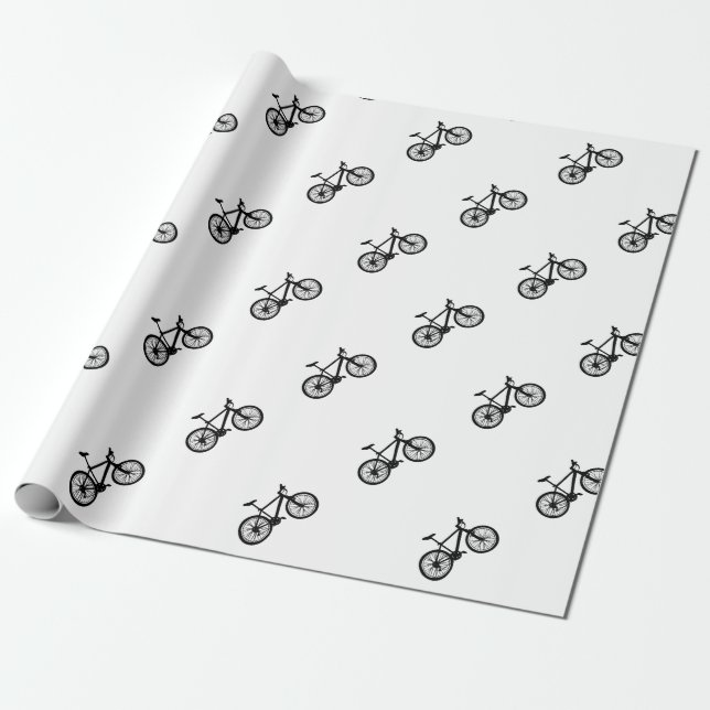Papel De Presente Mão simples bicicleta tirada em preto e branco (Desenrolado)
