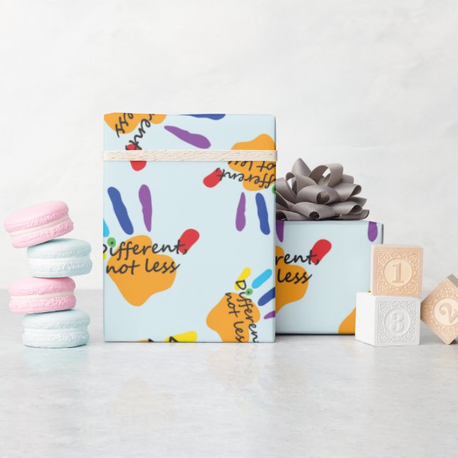 Papel De Presente Mãos da Conscientização do Autismo Diferentes Não  (Chá de bebê)