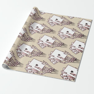 Papel De Presente Mãos de esqueleto do póquer com os quatro cartõ