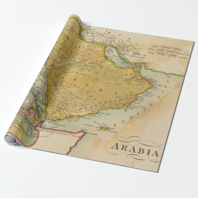 Papel De Presente Mapa antigo da Península Arábica (1912)  (Desenrolado)