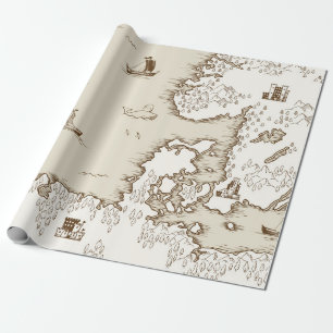 Papel De Presente Mapa antigo do Mar do Norte, Grã-Bretanha e Escand