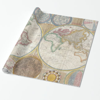 Papel De Presente Mapa Antigo do Mundo