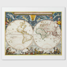 Papel De Presente Mapa Antigo Impresso
