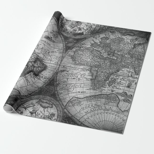 Papel De Presente mapa antigo mundo antigo (Desenrolado)