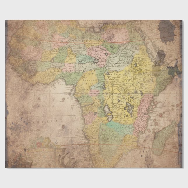 Papel De Presente Mapa Antigo Vintage (Aberto)