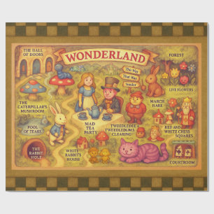 Papel De Presente Mapa Caprichoso das Aventuras de Alice no País das