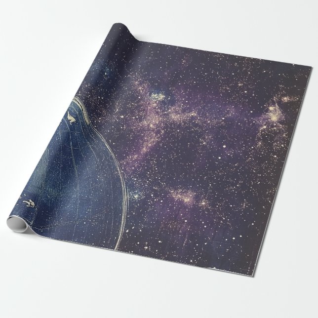 Papel De Presente Mapa Celestial Antigo (Desenrolado)
