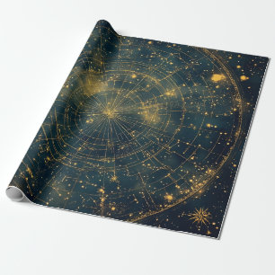 Papel De Presente Mapa Celestial das Estrelas do ouro (4)