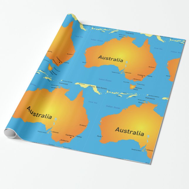 Papel De Presente Mapa Da Austrália (Desenrolado)