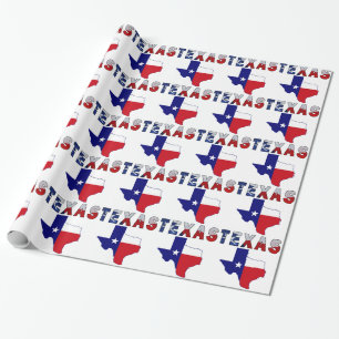 Papel De Presente Mapa da bandeira de Texas com Texas
