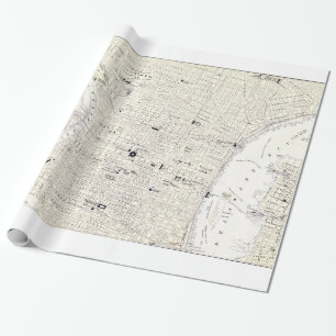 Papel De Presente Mapa da Vintage de Filadélfia (1885)