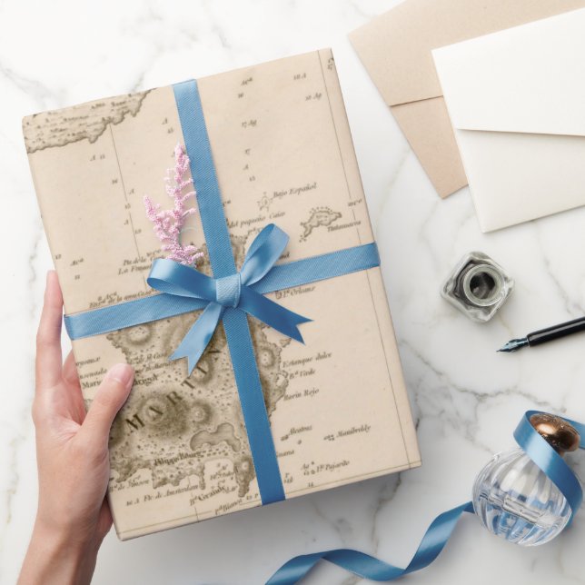 Papel De Presente Mapa das Ilhas das Ruas Velhas Martins, Anguila e  (Presentear)