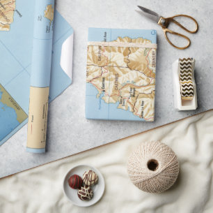 Papel De Presente Mapa das Ilhas Lúcia ruas (1991) 