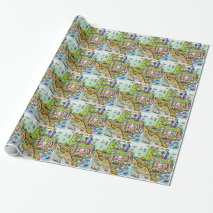 Papel De Presente Mapa de Divertimento do Texas