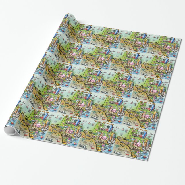 Papel De Presente Mapa de Divertimento do Texas (Desenrolado)
