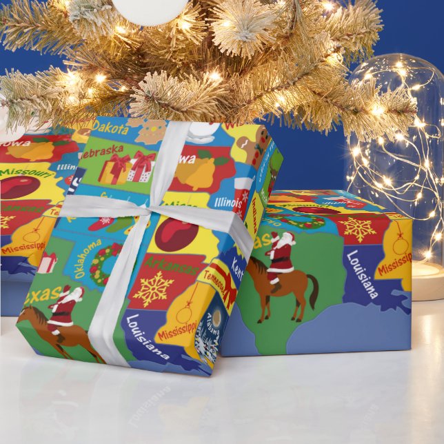 Papel De Presente Mapa de Natal dos EUA (Feriados)
