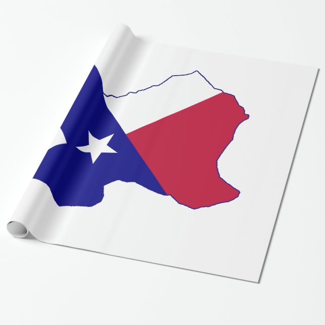 Papel De Presente Mapa de Sinalizador do Texas (Desenrolado)