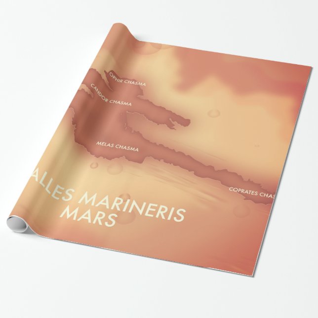 Papel De Presente mapa de Valles marineris em Marte (Desenrolado)
