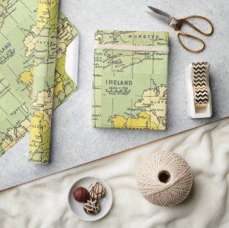 Papel De Presente Mapa de Vintage do Artesanato 1603-1714 na Irlanda