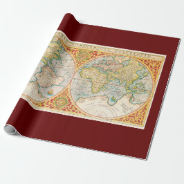 Papel De Presente Mapa de Vintagens Impresso