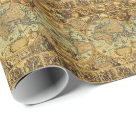 Papel De Presente Mapa do mundo antigo velho do vintage ilustrado