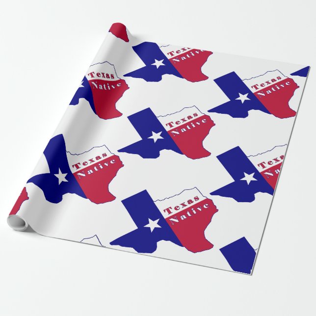 Papel De Presente Mapa do Sinalizador Nativo do Texas (Desenrolado)
