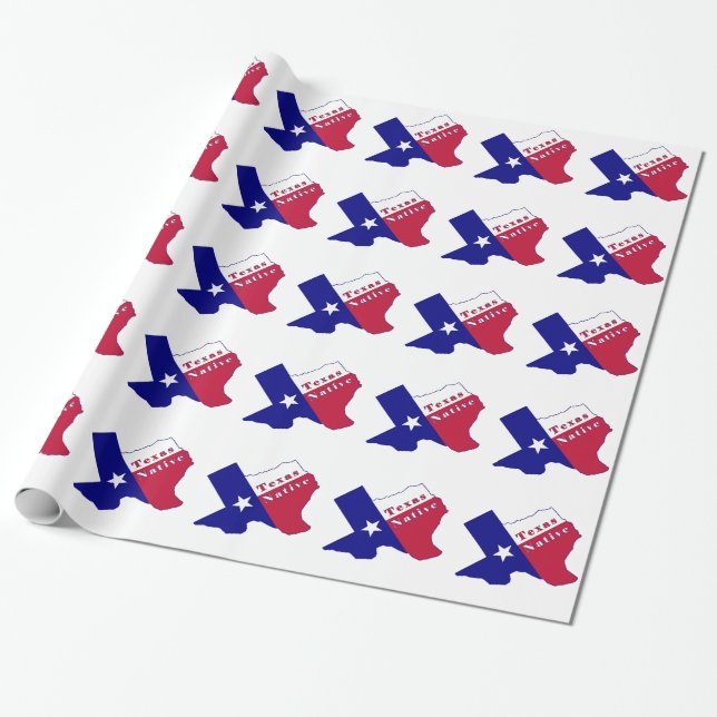 Papel De Presente Mapa do Sinalizador Nativo do Texas (Desenrolado)