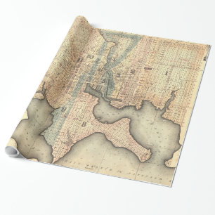 Papel De Presente Mapa do vintage de Baltimore Maryland (1822)