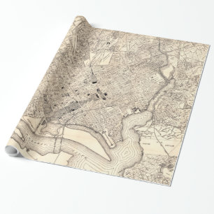 Papel De Presente Mapa do vintage de C.C. de Washington (1900)
