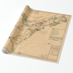 Papel De Presente Mapa do vintage de forças britânicas em América