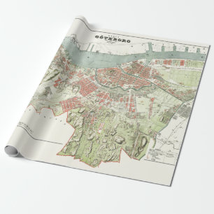 Papel De Presente Mapa do vintage de Gothenburg, suecia