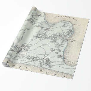 Papel De Presente Mapa do vintage de Hampton do leste New York