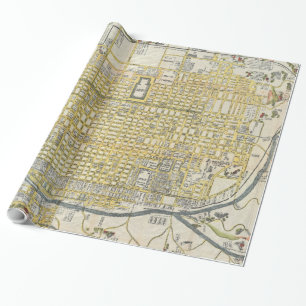 Papel De Presente Mapa do vintage de Kyoto Japão (1696)