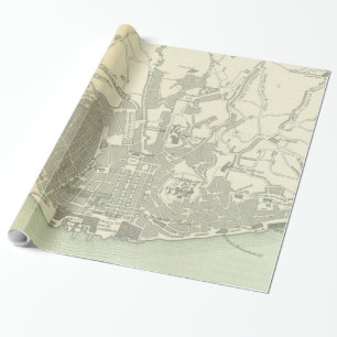 Papel De Presente Mapa do vintage de Lisboa Portugal (1895)