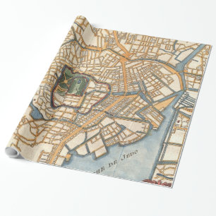 Papel De Presente Mapa do vintage de Tokyo Japão (1752)