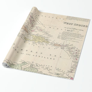 Papel De Presente Mapa do vintage do das caraíbas (1850)