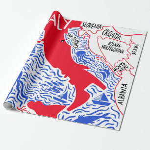 Papel De Presente mapa estilizado da Itália desenhado à mão. ilustra