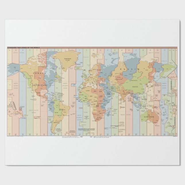 Papel De Presente Mapa Global de Fusos Horários (Aberto)