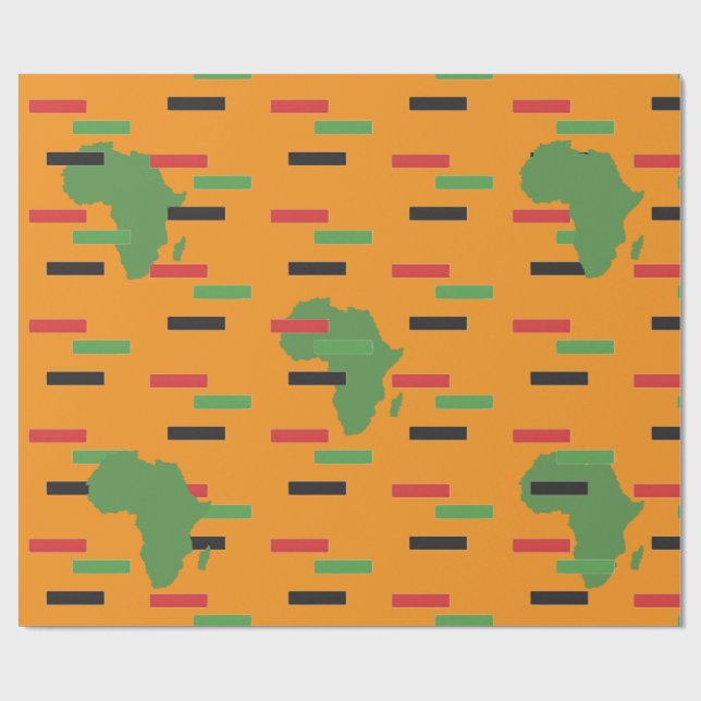 Papel De Presente Mapa Kwanzaa - África verde-negra pan-africana (Aberto)