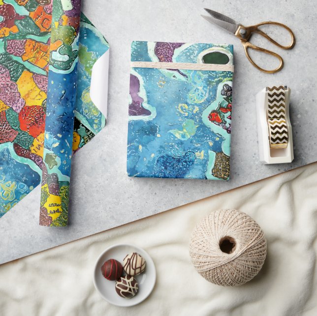 Papel De Presente Mapa Mundial  (Artesanato)