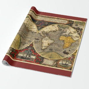 Papel De Presente Mapa Mundial Antiquado nº 2