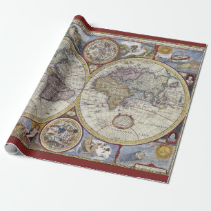 Papel De Presente Mapa Mundial Antiquado nº 3