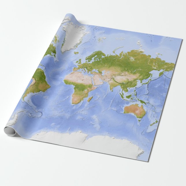 Papel De Presente Mapa Mundial Mercator (Desenrolado)