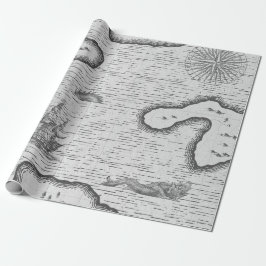 Papel De Presente Mapa náutico antigo
