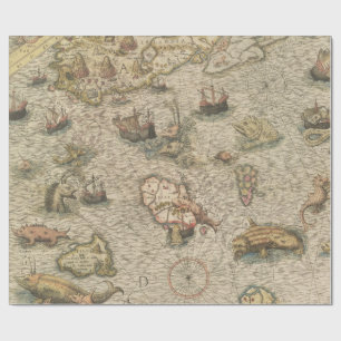 Papel De Presente Mapa Náutico Vintage