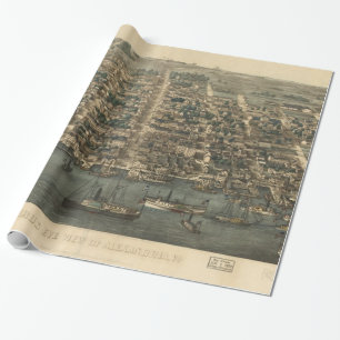 Papel De Presente Mapa Pictórico de Alexandria VA (1863)