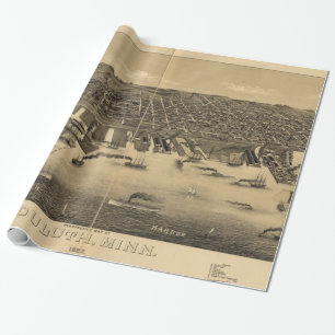 Papel De Presente Mapa pictórico do vintage de Duluth Minnesota (18
