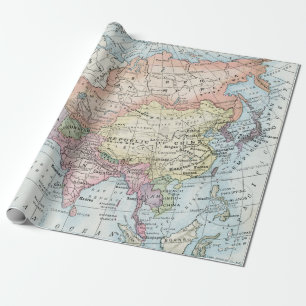 Papel De Presente Mapa Político da Ásia (1916)