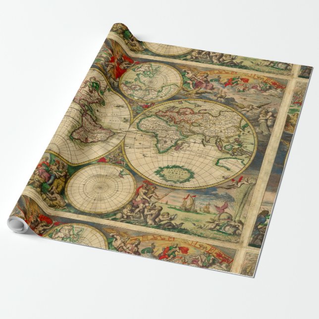 Papel De Presente Mapas antigos do mundo antigo Mapas antigos (Desenrolado)